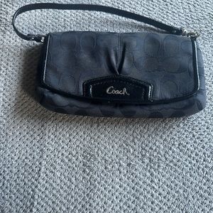 Black signature large coach wristlet